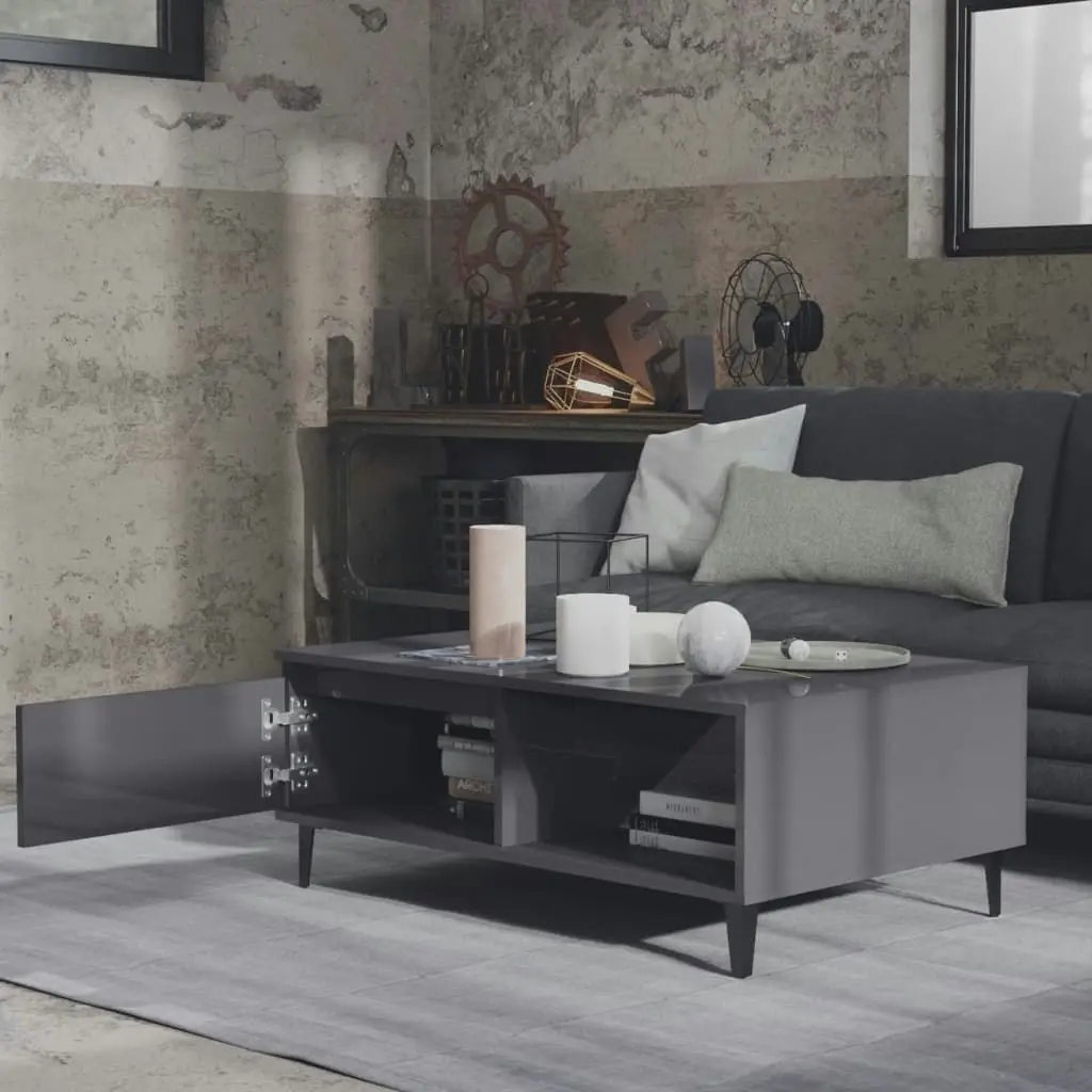 Coffee Table High Gloss Grey 90x60x35 cm Engineered Wood 806012