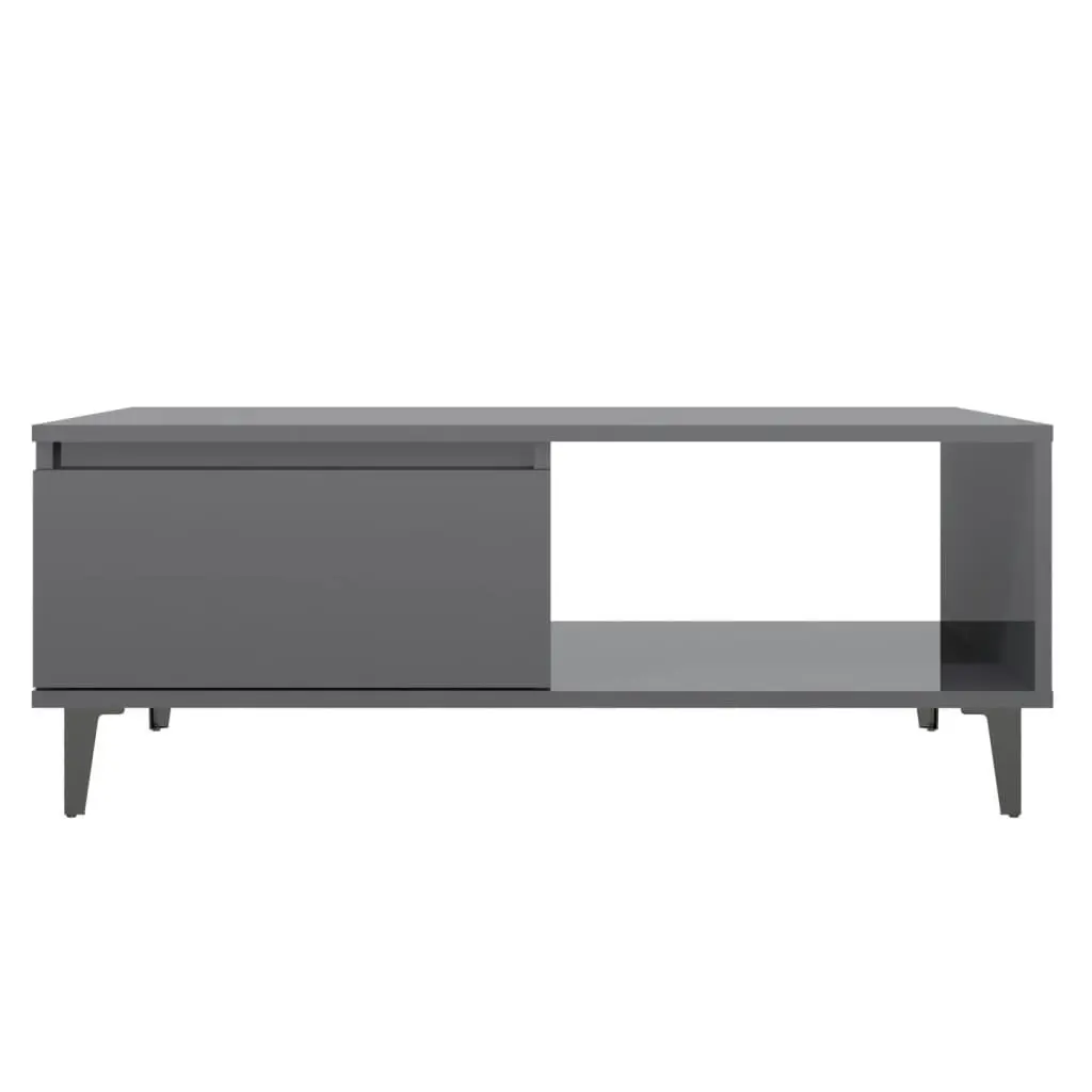 Coffee Table High Gloss Grey 90x60x35 cm Engineered Wood 806012