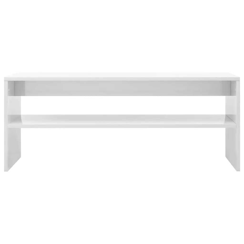 Coffee Table High Gloss White 100x40x40 cm Engineered Wood 800132