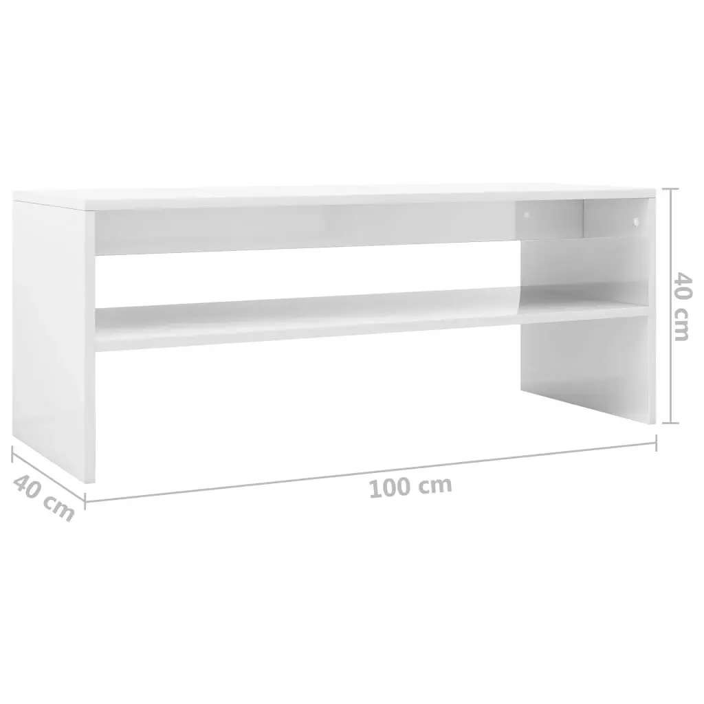 Coffee Table High Gloss White 100x40x40 cm Engineered Wood 800132