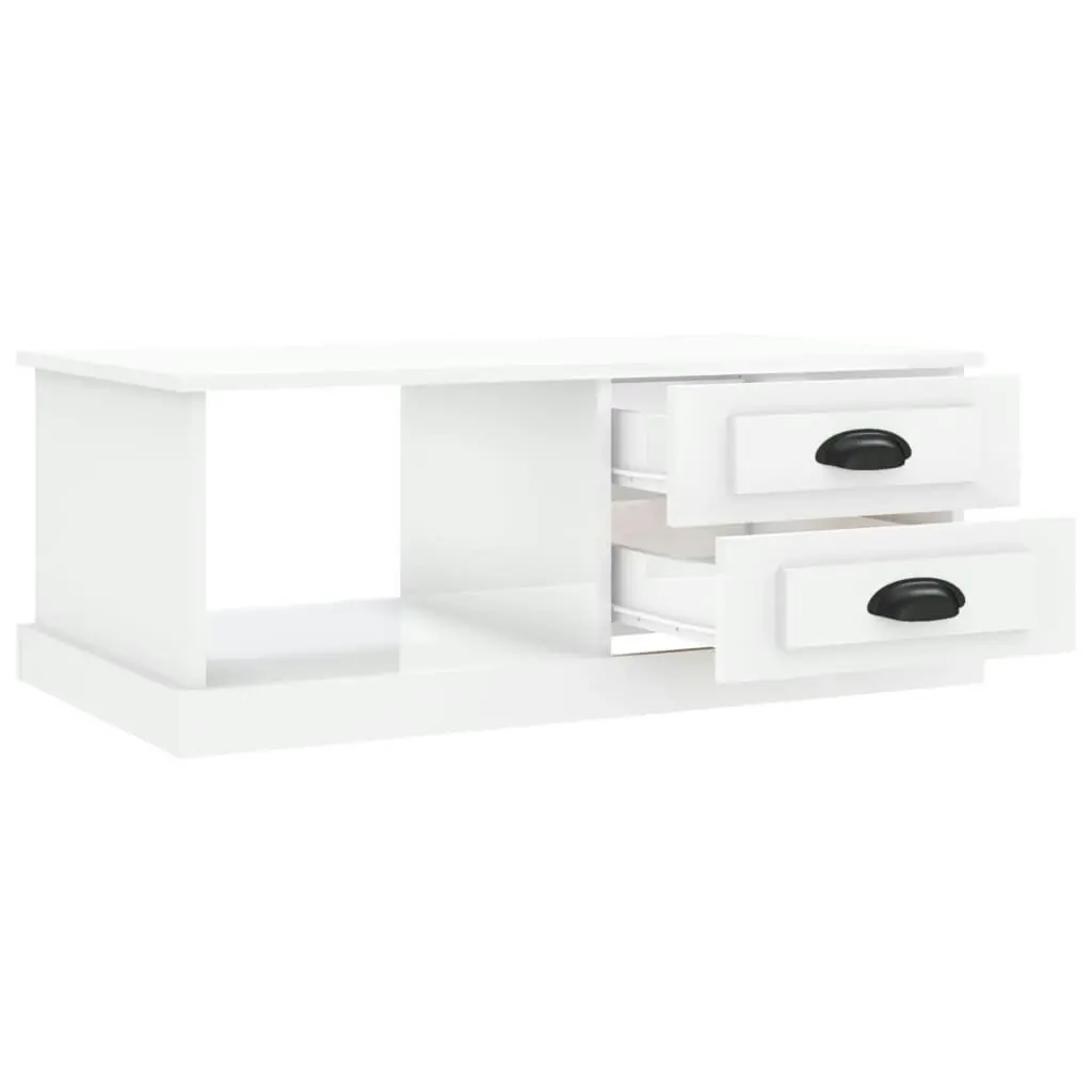 Coffee Table High Gloss White 90x50x35 cm Engineered Wood 816242