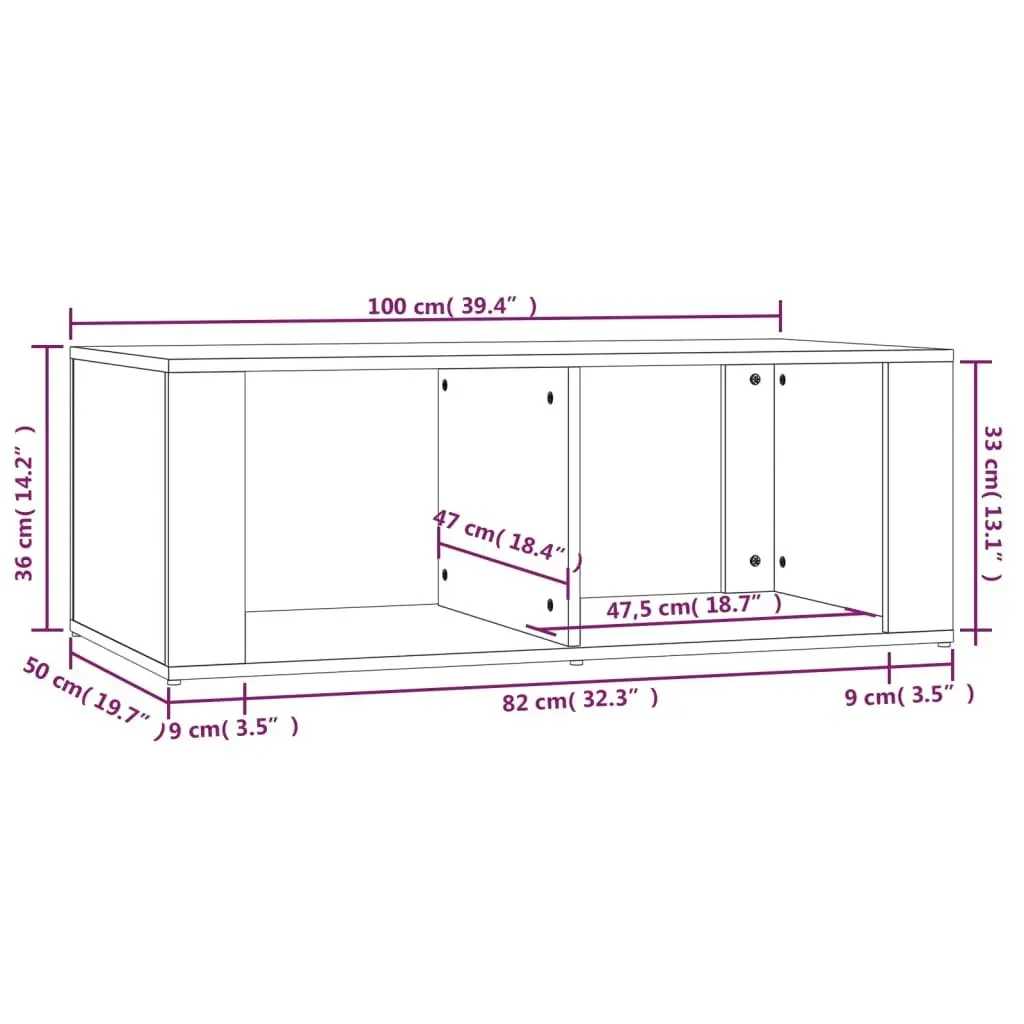 Coffee Table High Gloss White 100x50x36 cm Engineered Wood 816522