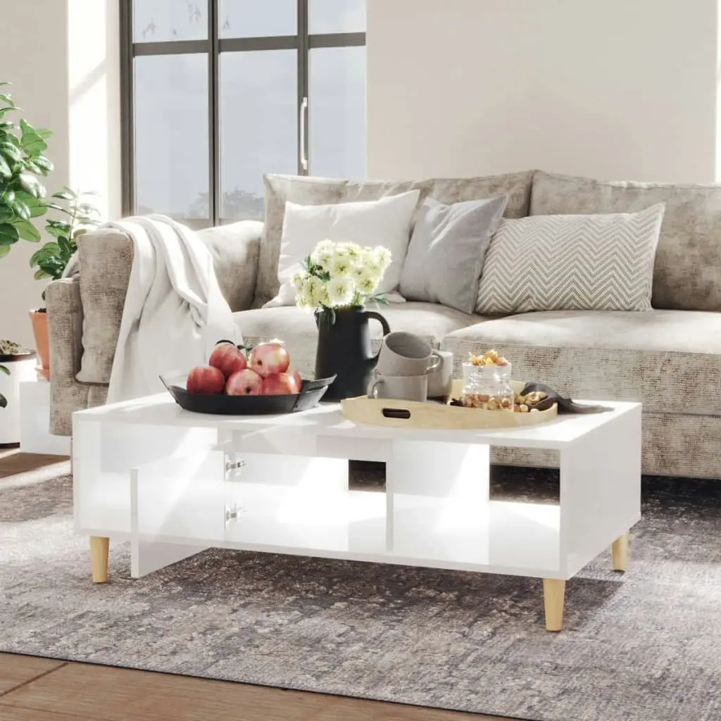 Coffee Table High Gloss White 103.5x60x35 cm Engineered Wood 806019