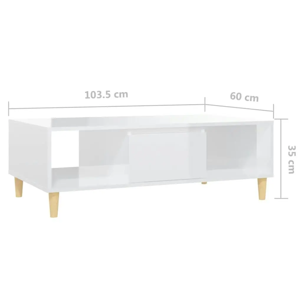 Coffee Table High Gloss White 103.5x60x35 cm Engineered Wood 806019