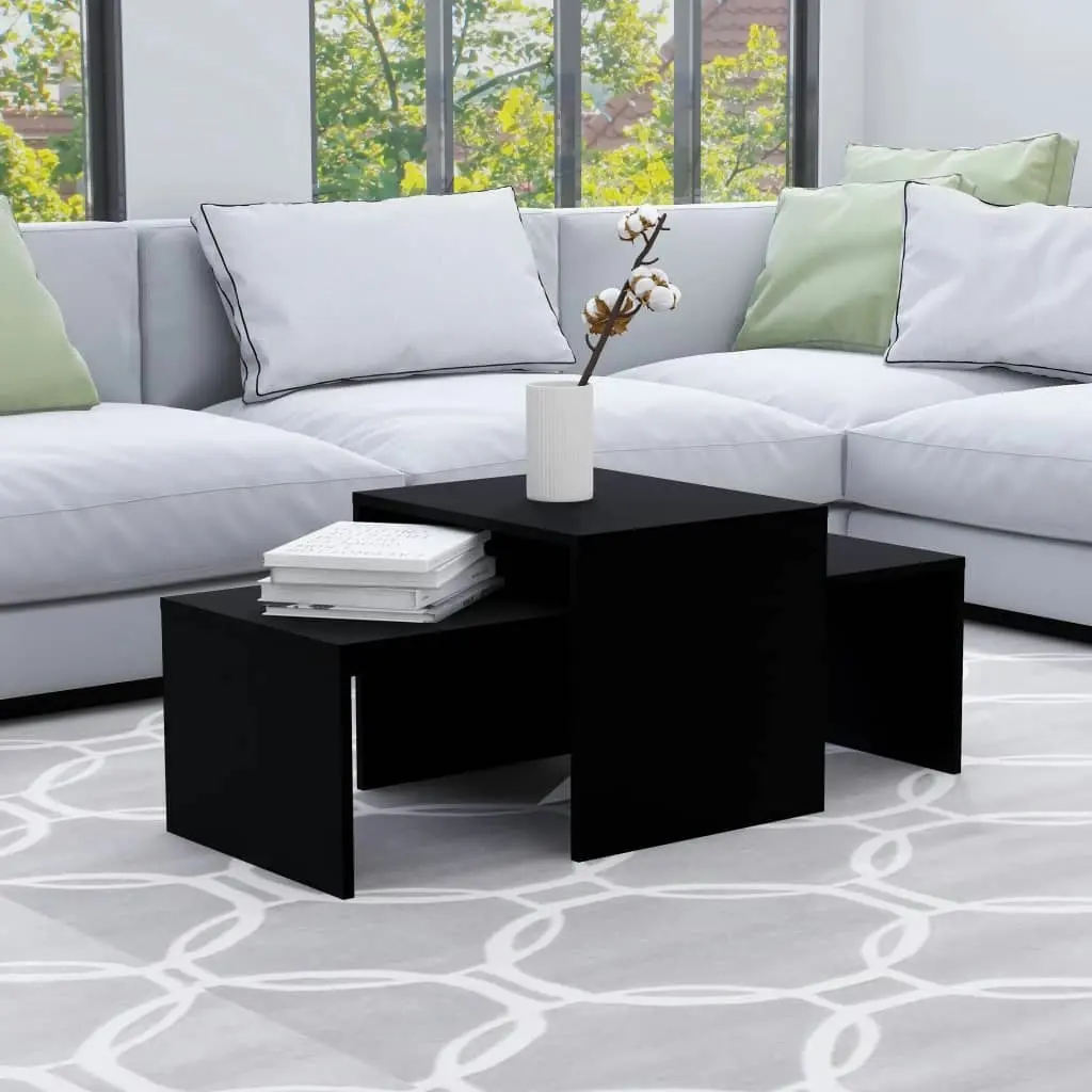 Coffee Table Set Black 100x48x40 cm Engineered Wood 802913