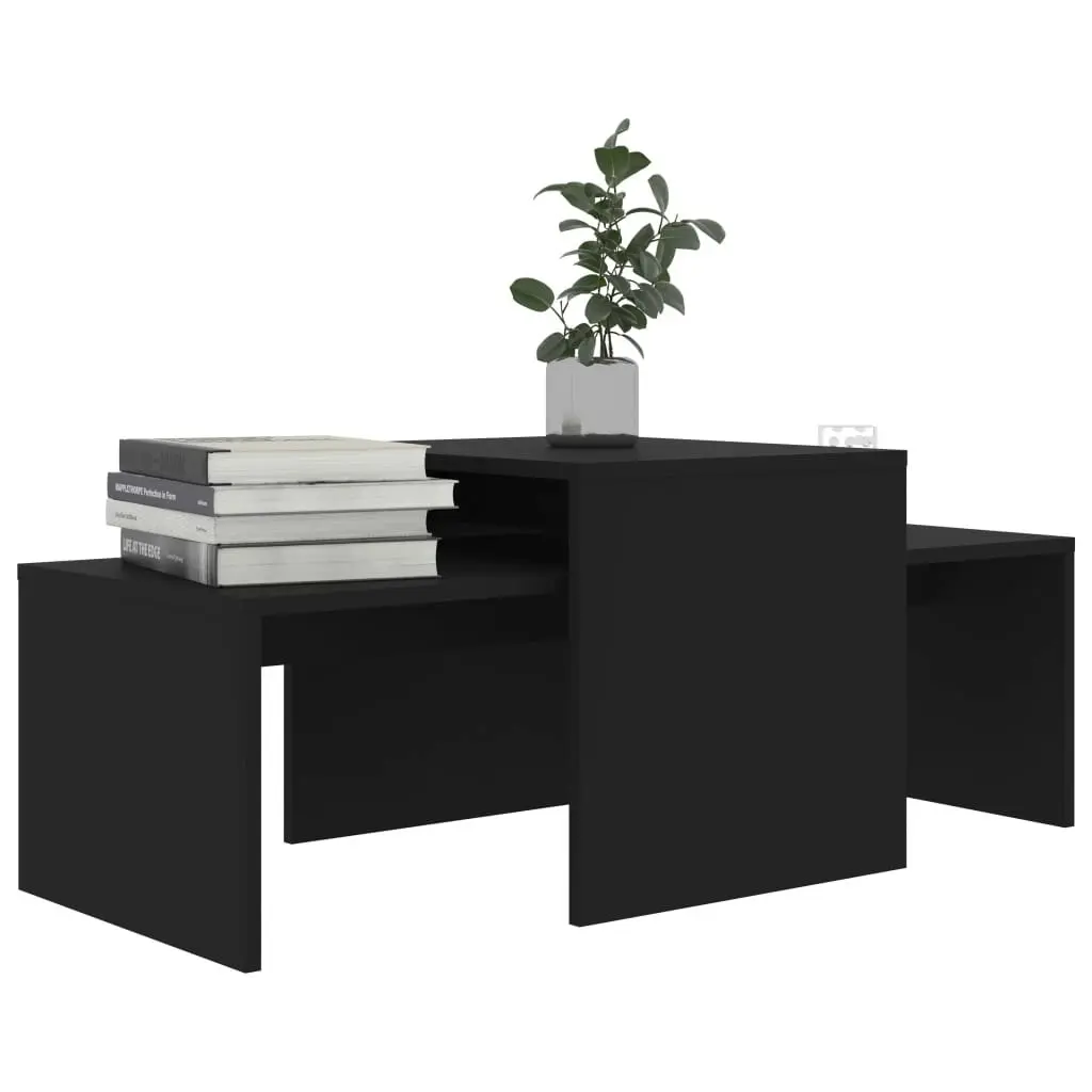 Coffee Table Set Black 100x48x40 cm Engineered Wood 802913