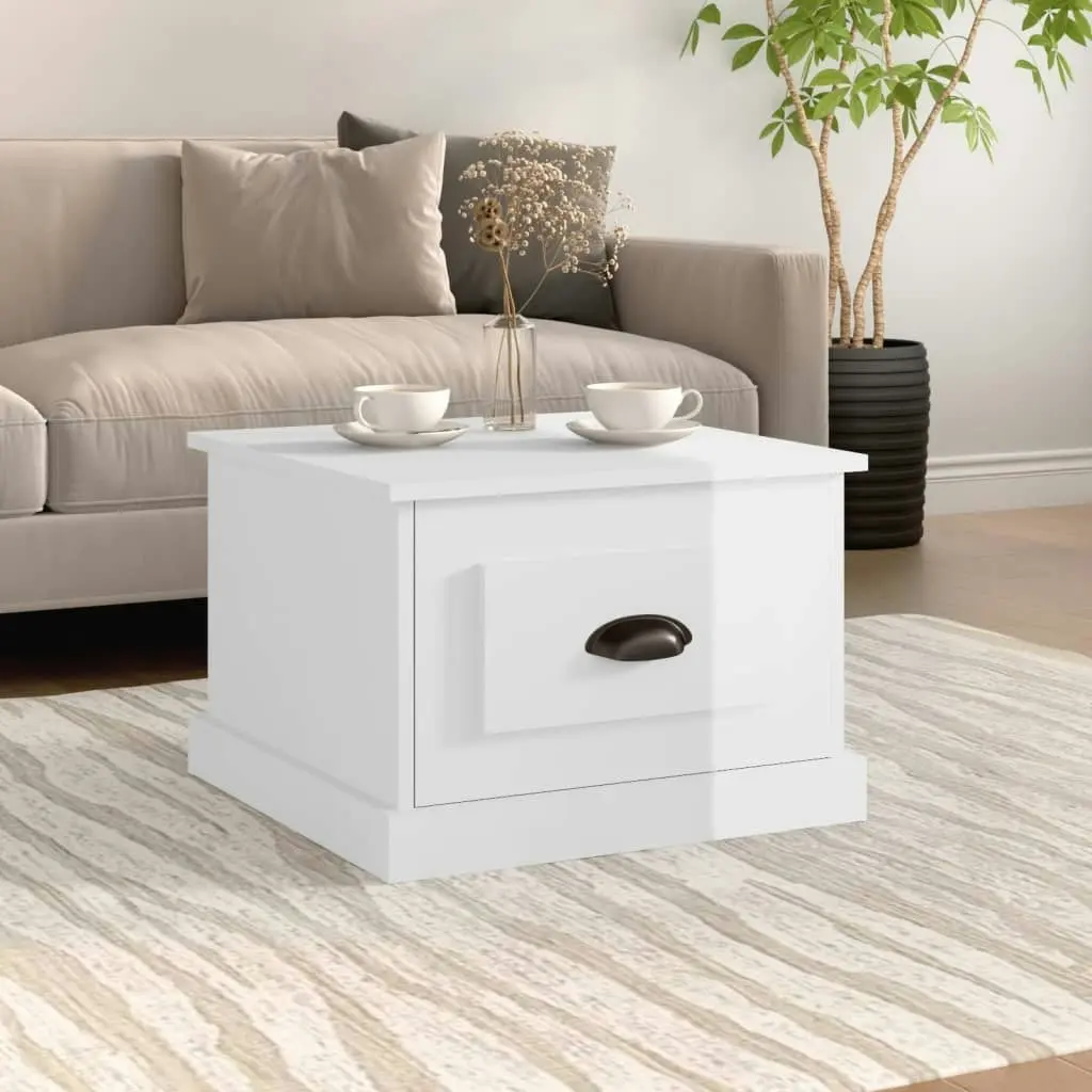 Coffee Table High Gloss White 50x50x35 cm Engineered Wood 816250