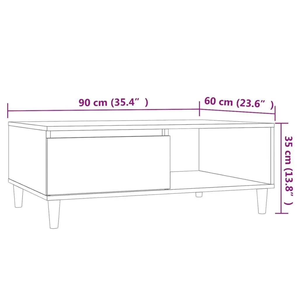 Coffee Table Concrete Grey 90x60x35 cm Engineered Wood 805999