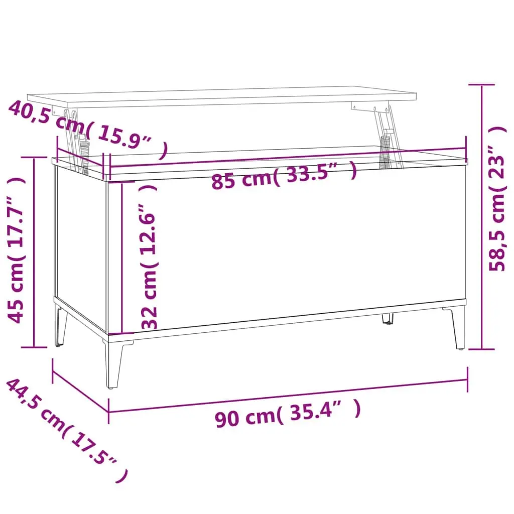 Coffee Table Black 90x44.5x45 cm Engineered Wood 819589