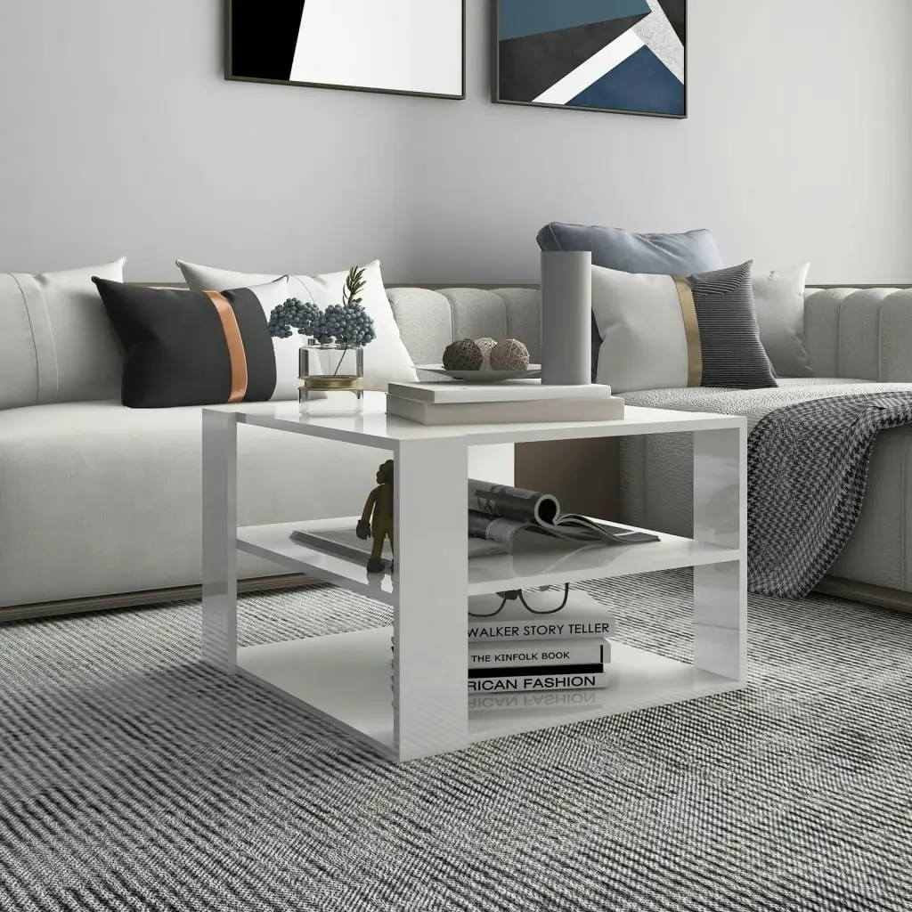 Coffee Table High Gloss White 60x60x40 cm Engineered Wood 806325