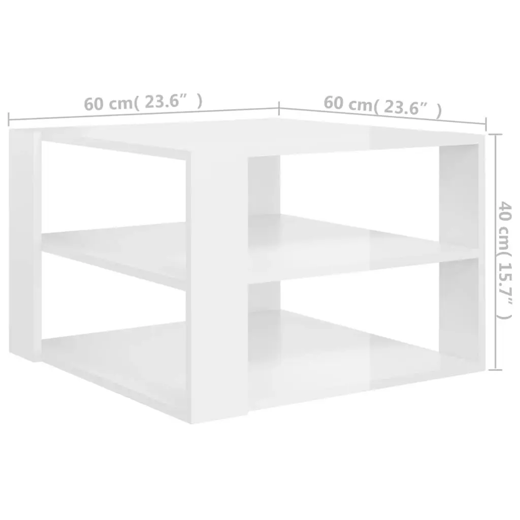 Coffee Table High Gloss White 60x60x40 cm Engineered Wood 806325