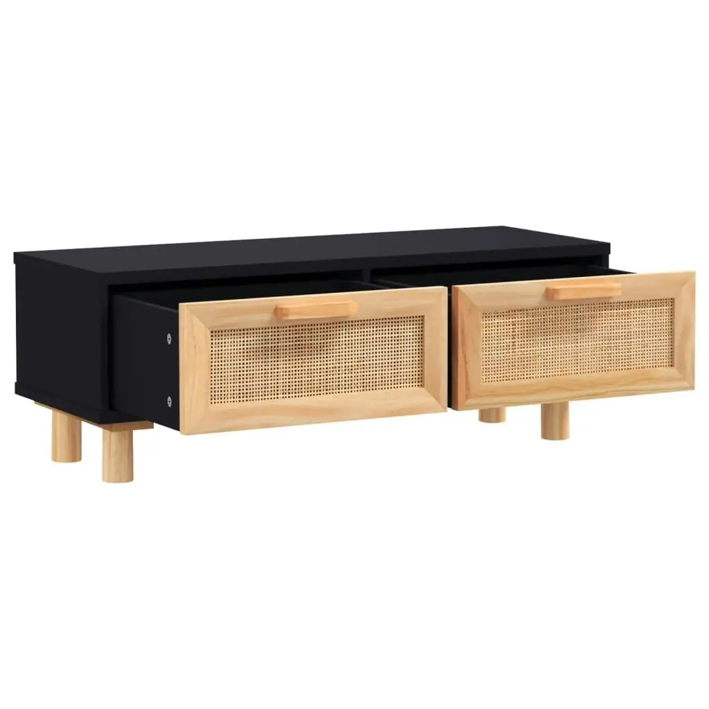 Coffee Table Black 80x40x30 cm Engineered Wood&Solid Wood Pine 345622