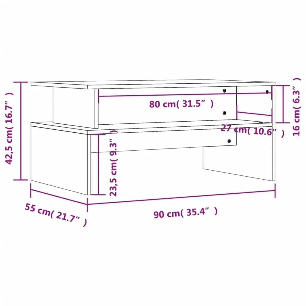 Coffee Table Black 90x55x42.5 cm Engineered Wood 834279