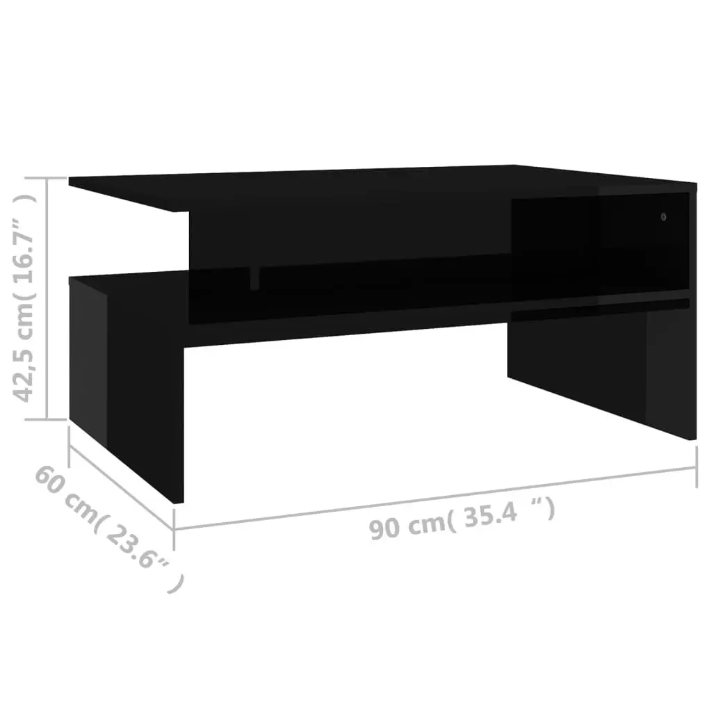 Coffee Table High Gloss Black 90x60x42.5 cm Engineered Wood 803261