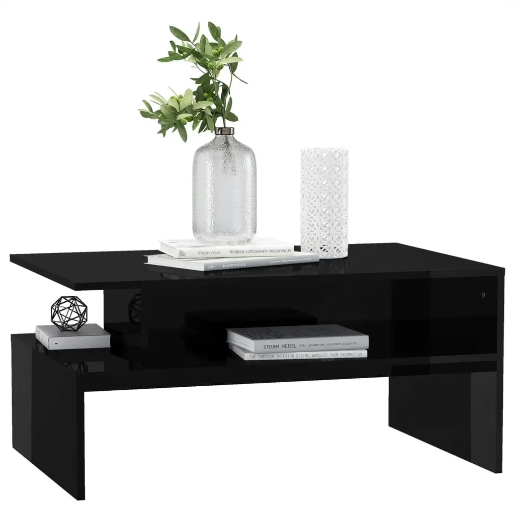 Coffee Table High Gloss Black 90x60x42.5 cm Engineered Wood 803261