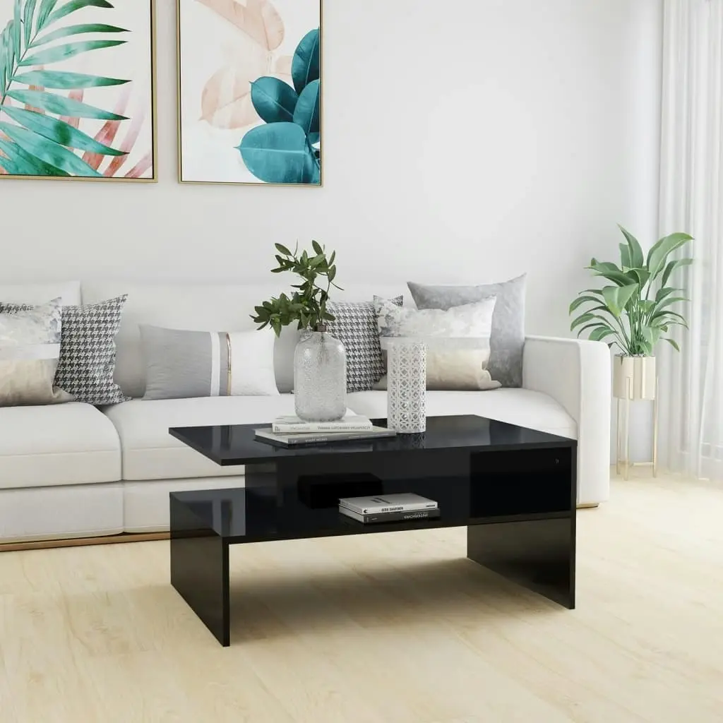 Coffee Table High Gloss Black 90x60x42.5 cm Engineered Wood 803261