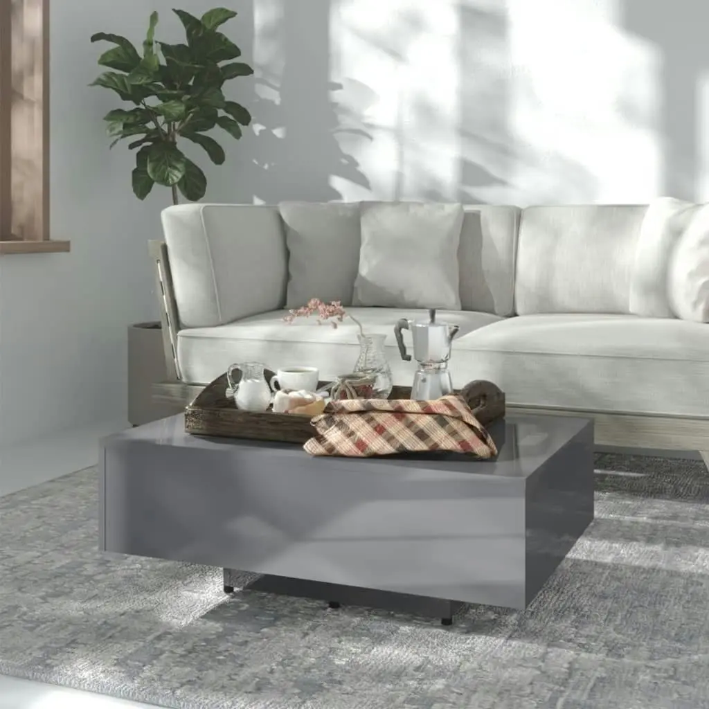 Coffee Table High Gloss Grey 85x55x31 cm Engineered Wood 803388