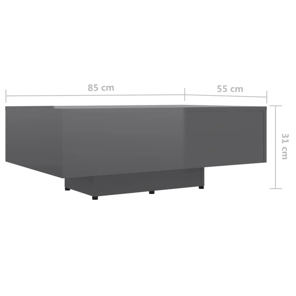 Coffee Table High Gloss Grey 85x55x31 cm Engineered Wood 803388