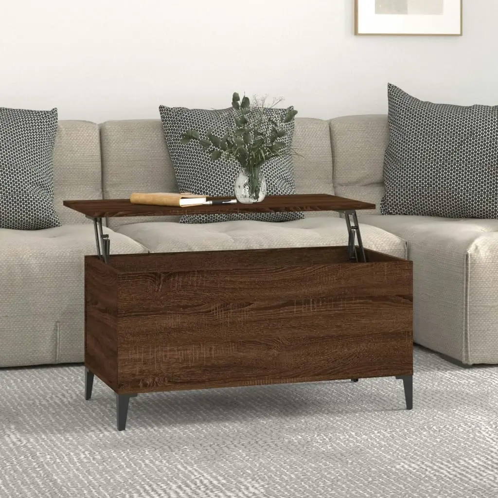 Coffee Table Brown Oak 90x44.5x45 cm Engineered Wood 819595