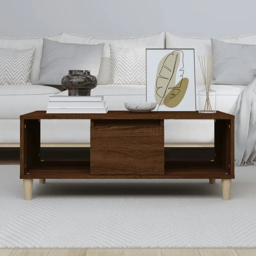 Coffee Table Brown Oak 90x50x36.5 cm Engineered Wood 821067