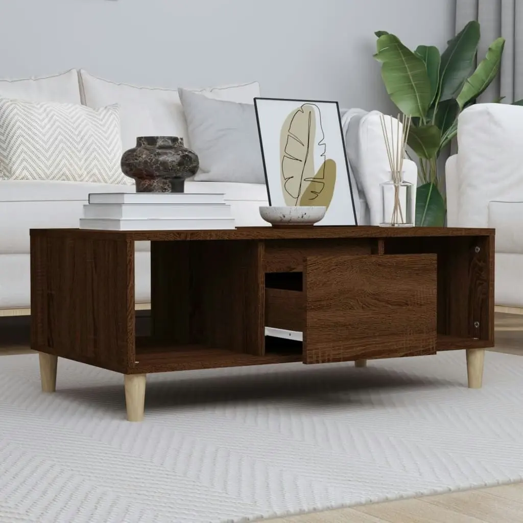 Coffee Table Brown Oak 90x50x36.5 cm Engineered Wood 821067