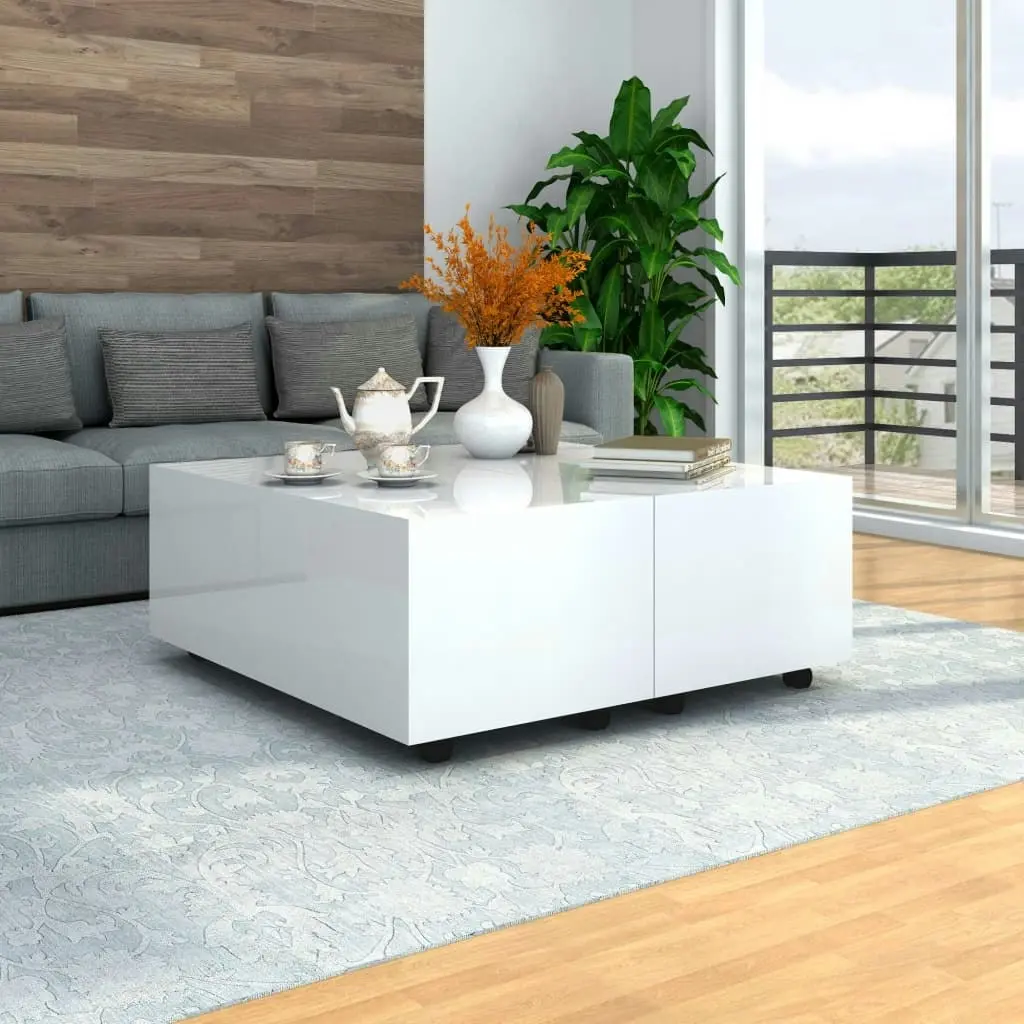 Coffee Table High Gloss White 100x100x35 cm 283724