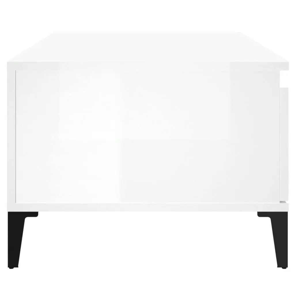 Coffee Table High Gloss White 90x50x36.5 cm Engineered Wood 821118