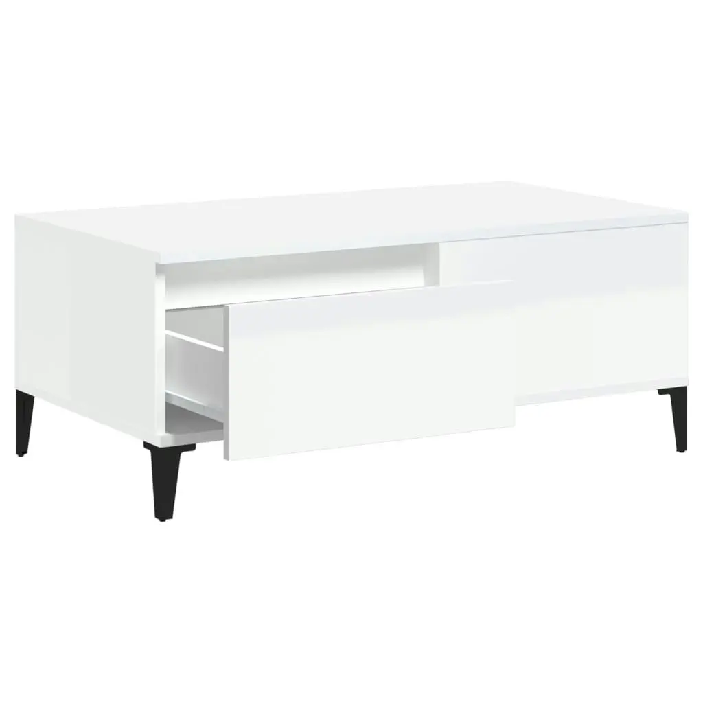 Coffee Table High Gloss White 90x50x36.5 cm Engineered Wood 821118