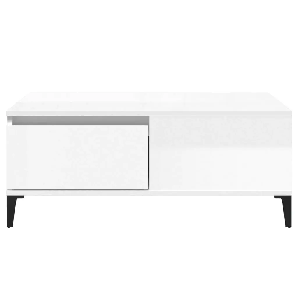 Coffee Table High Gloss White 90x50x36.5 cm Engineered Wood 821118