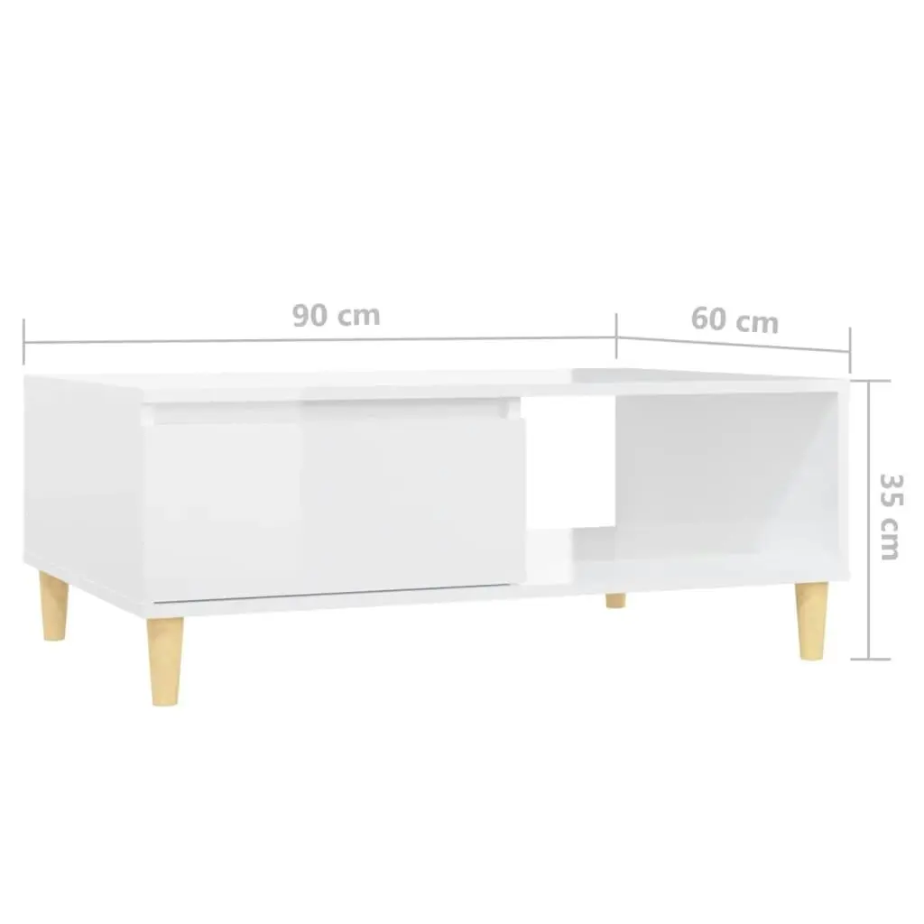 Coffee Table High Gloss White 90x60x35 cm Engineered Wood 806001