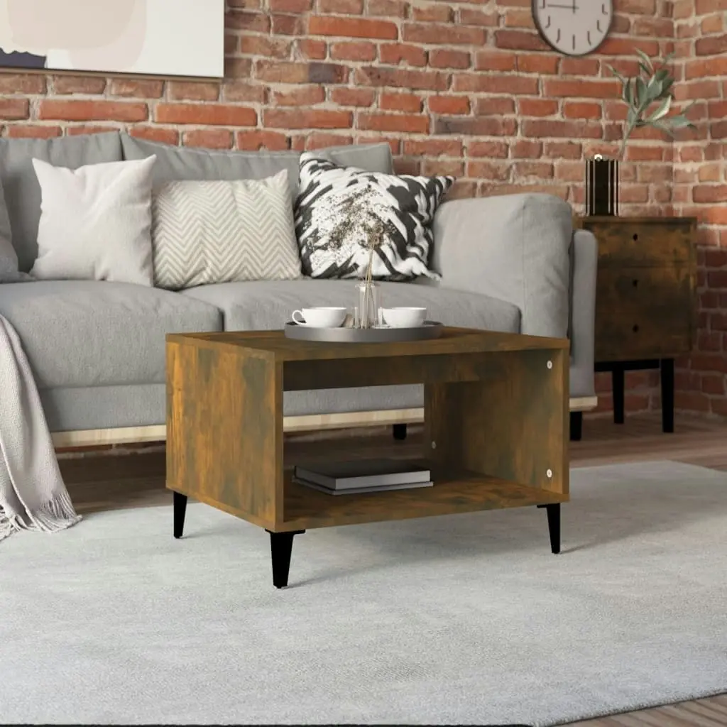 Coffee Table Smoked Oak 60x50x40 cm Engineered Wood 817522