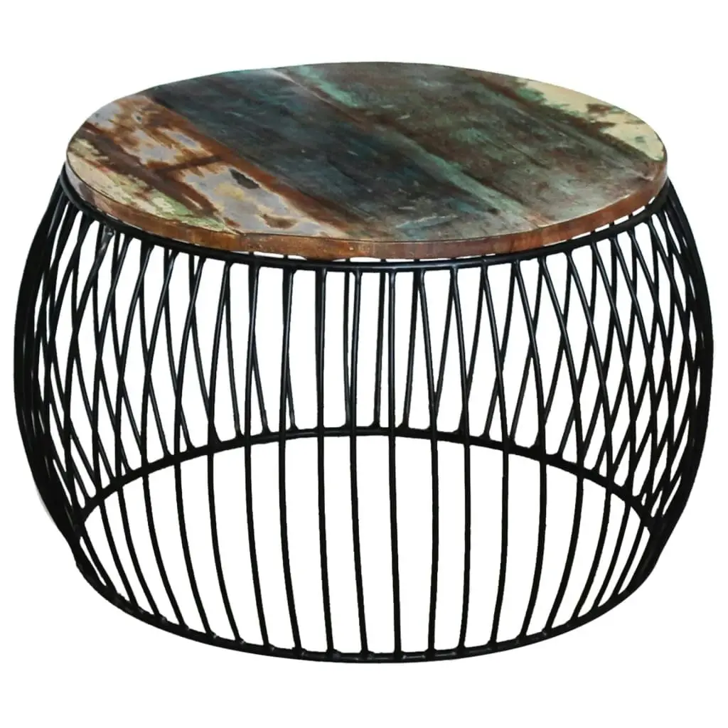 Coffee Table Round Solid Reclaimed Wood 68x37 cm 243300