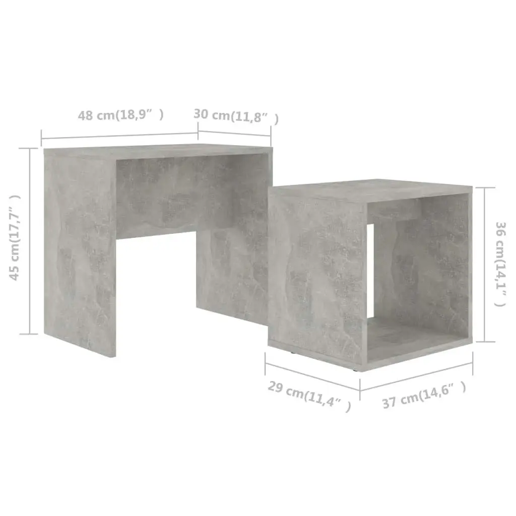 Coffee Table Set Concrete Grey 48x30x45 cm Engineered Wood 802889