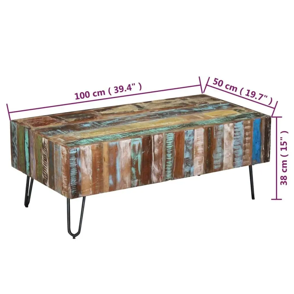 Coffee Table Solid Reclaimed Wood 100x50x38 cm 243455