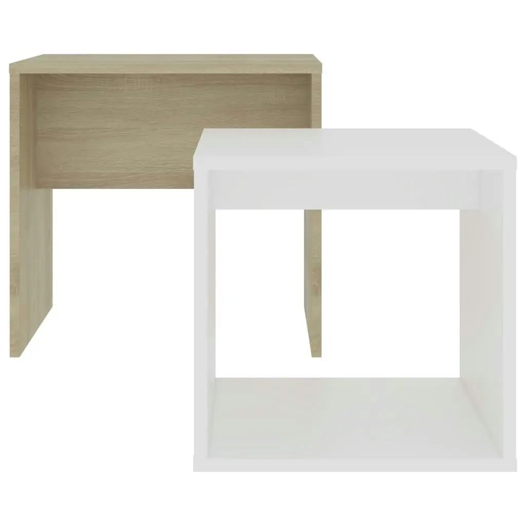 Coffee Table Set White and Sonoma Oak 48x30x45 cm Engineered Wood 802890