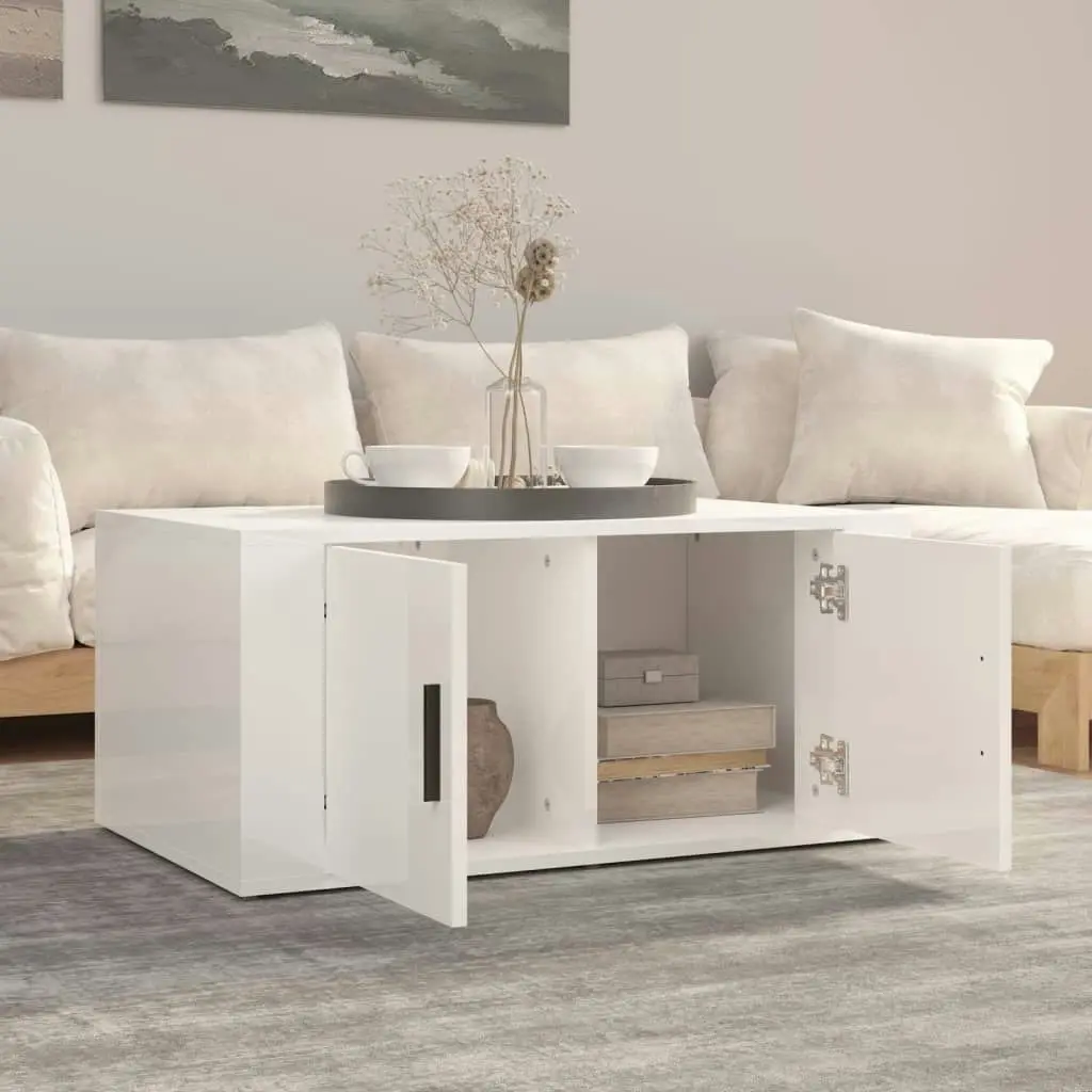 Coffee Table High Gloss White 80x50x36 cm Engineered Wood 816514