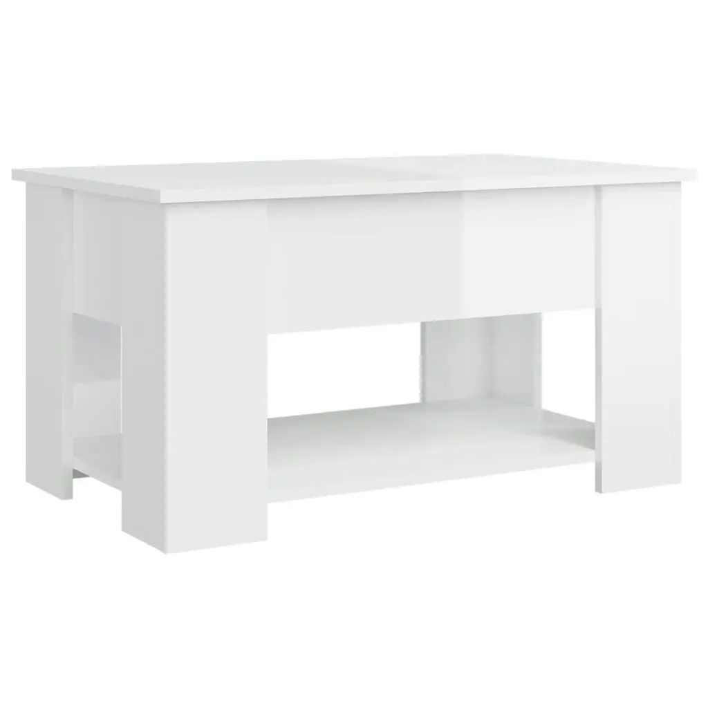 Coffee Table High Gloss White 79x49x41 cm Engineered Wood 809716