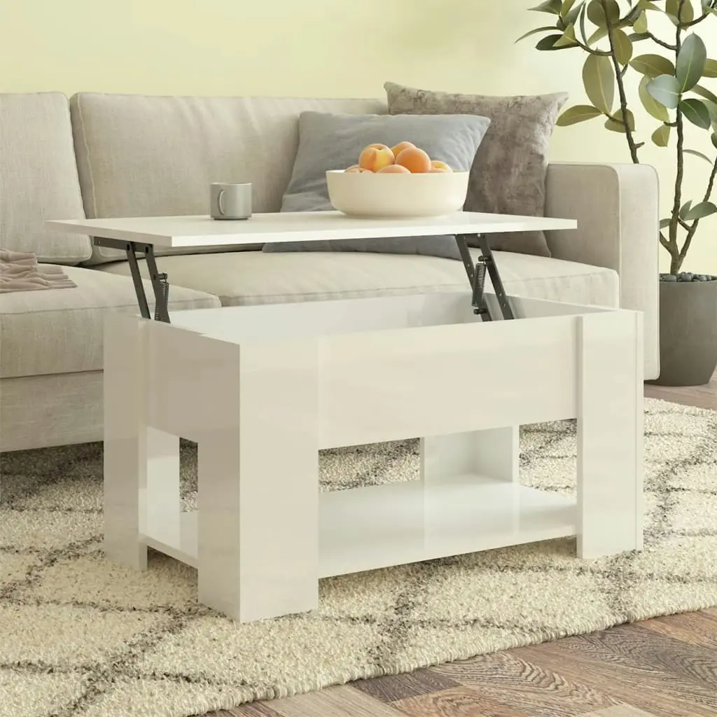 Coffee Table High Gloss White 79x49x41 cm Engineered Wood 809716