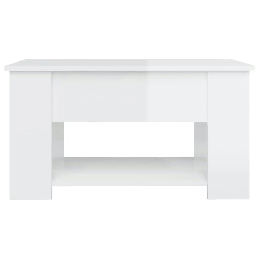 Coffee Table High Gloss White 79x49x41 cm Engineered Wood 809716