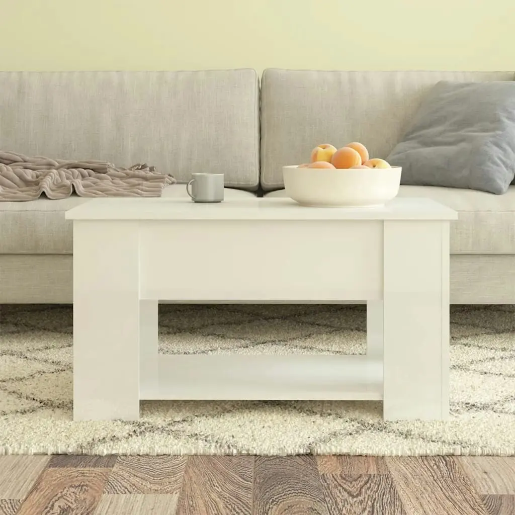 Coffee Table High Gloss White 79x49x41 cm Engineered Wood 809716