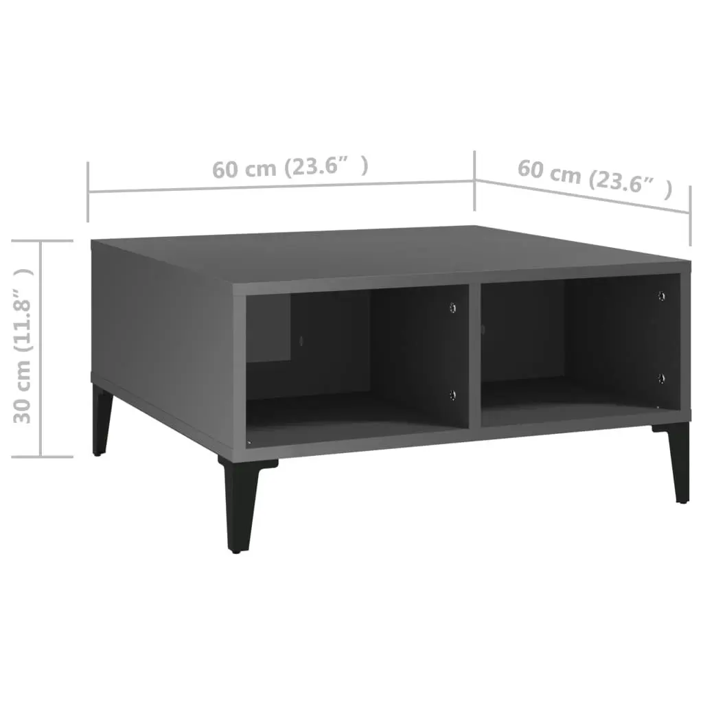 Coffee Table High Gloss Grey 60x60x30 cm Engineered Wood 805994