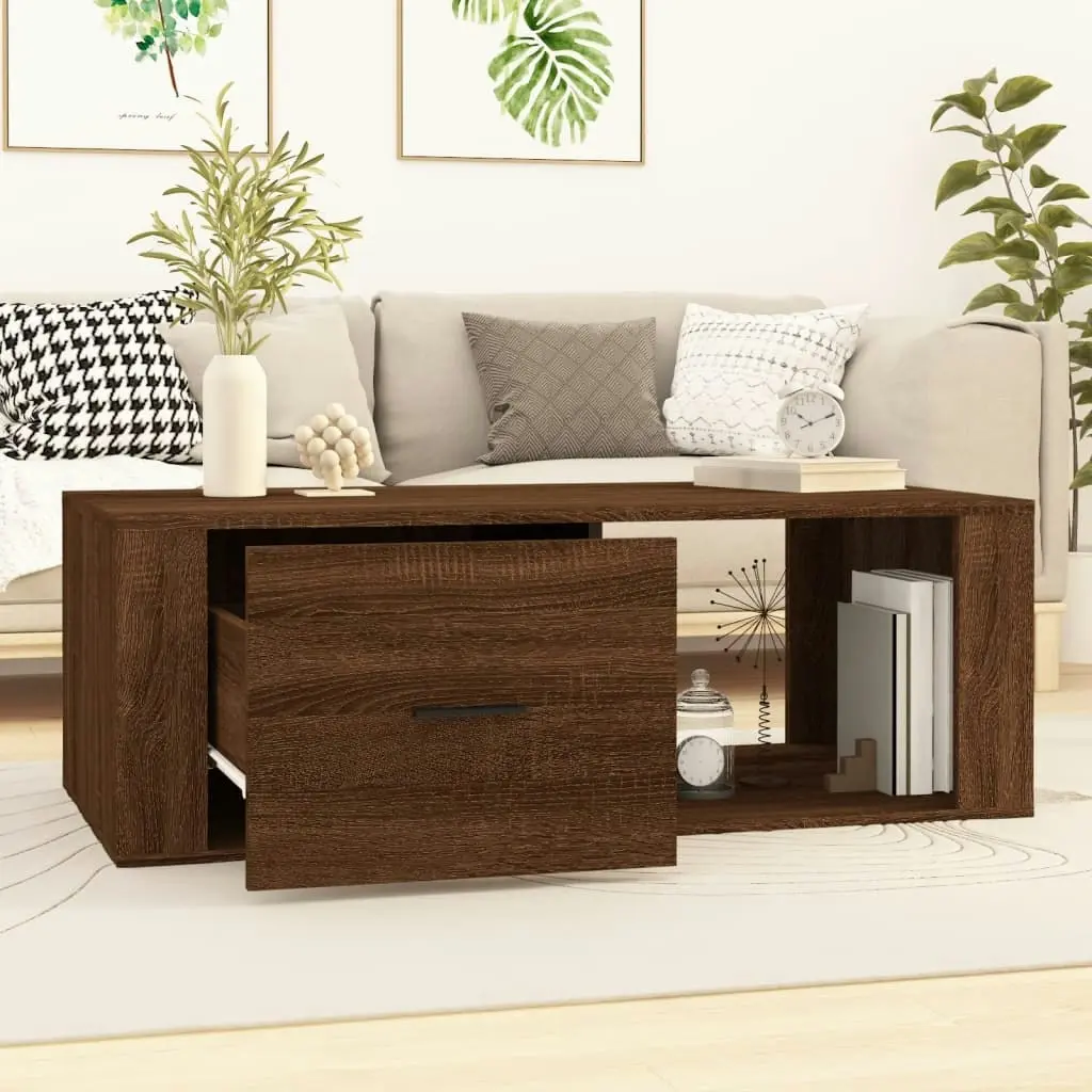 Coffee Table Brown Oak 100x50.5x35 cm Engineered Wood 816543