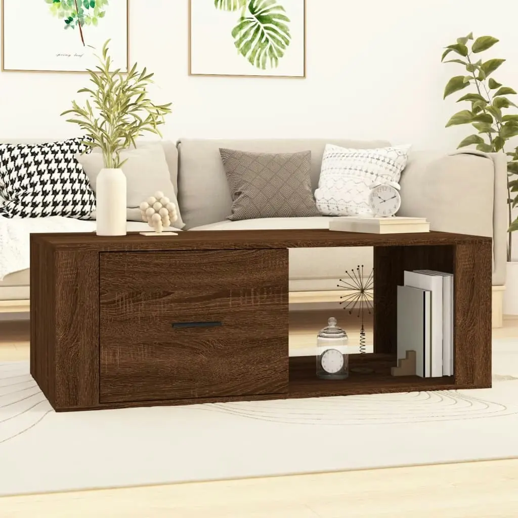 Coffee Table Brown Oak 100x50.5x35 cm Engineered Wood 816543