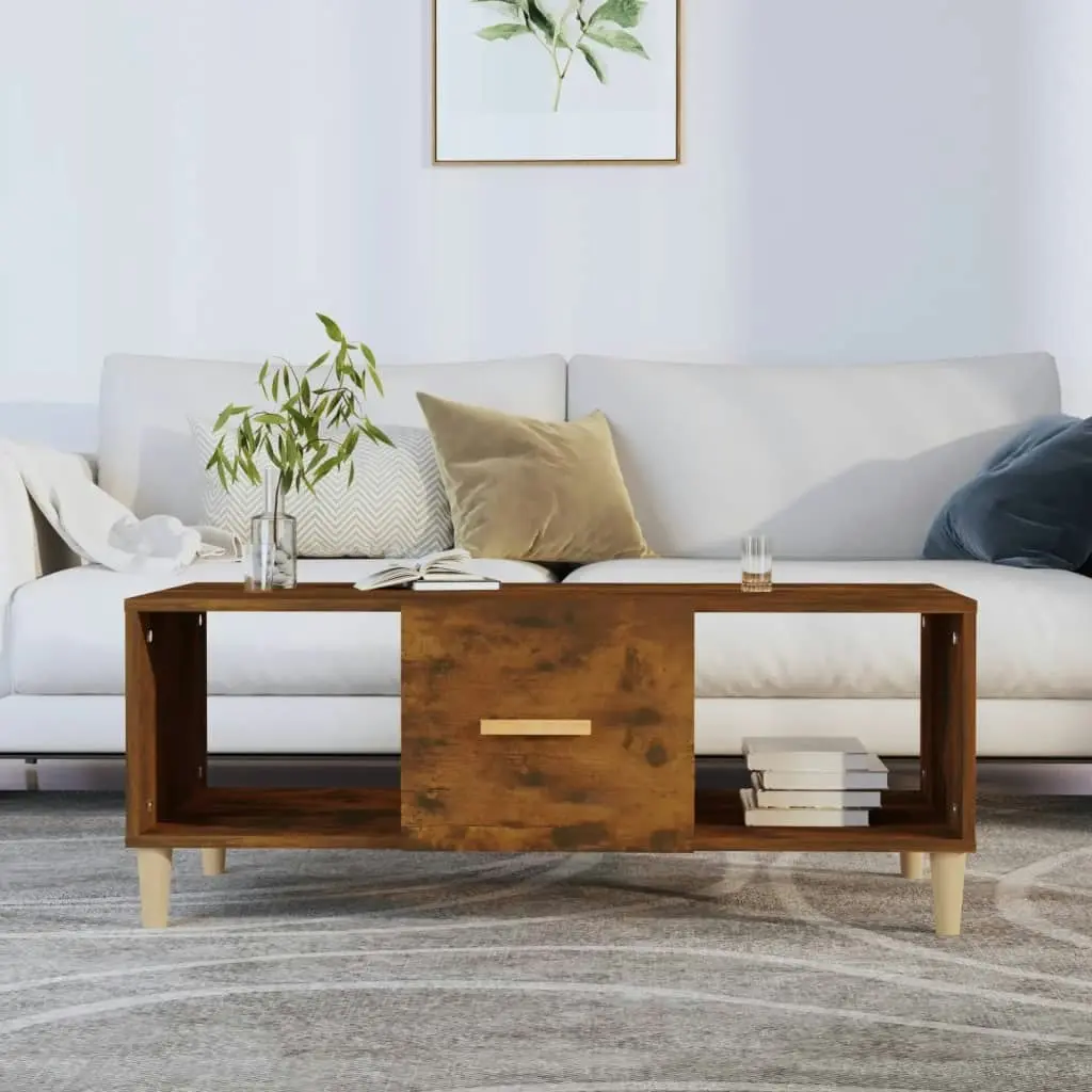 Coffee Table Smoked Oak 102x50x40 cm Engineered Wood 817525