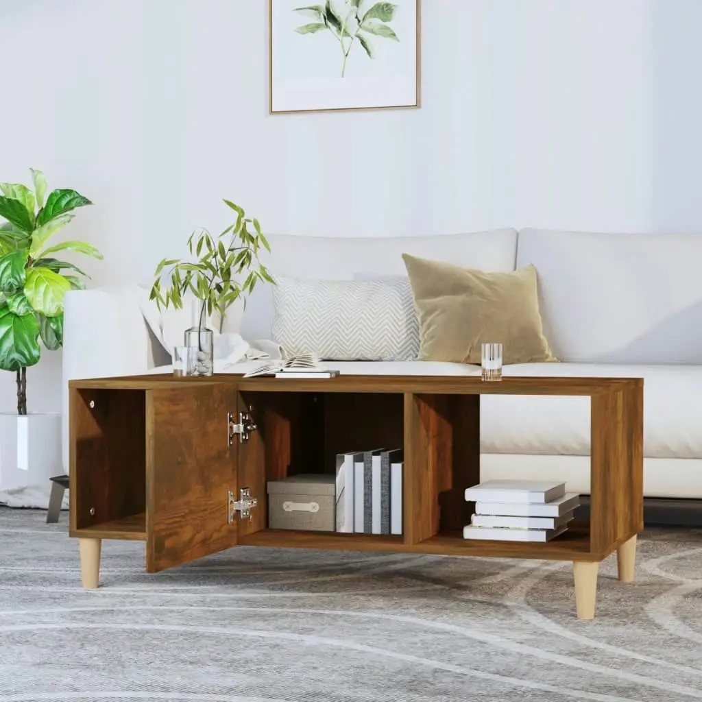 Coffee Table Smoked Oak 102x50x40 cm Engineered Wood 817525