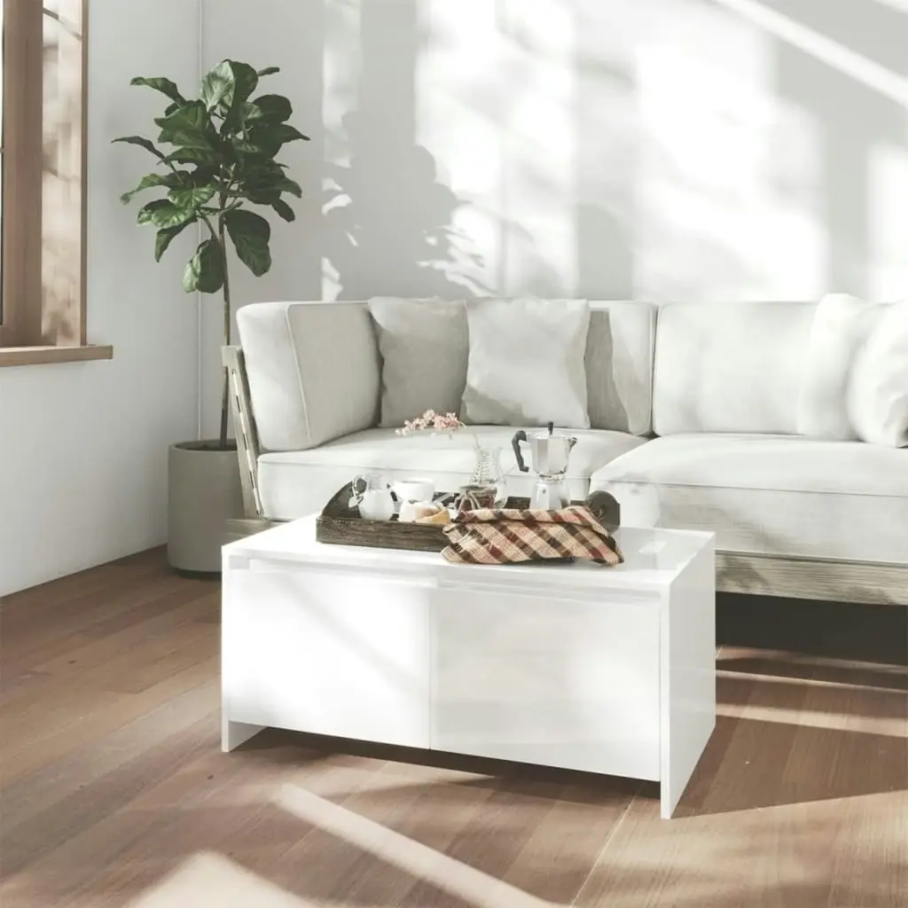 Coffee Table High Gloss White 90x50x41.5 cm Engineered Wood 809824