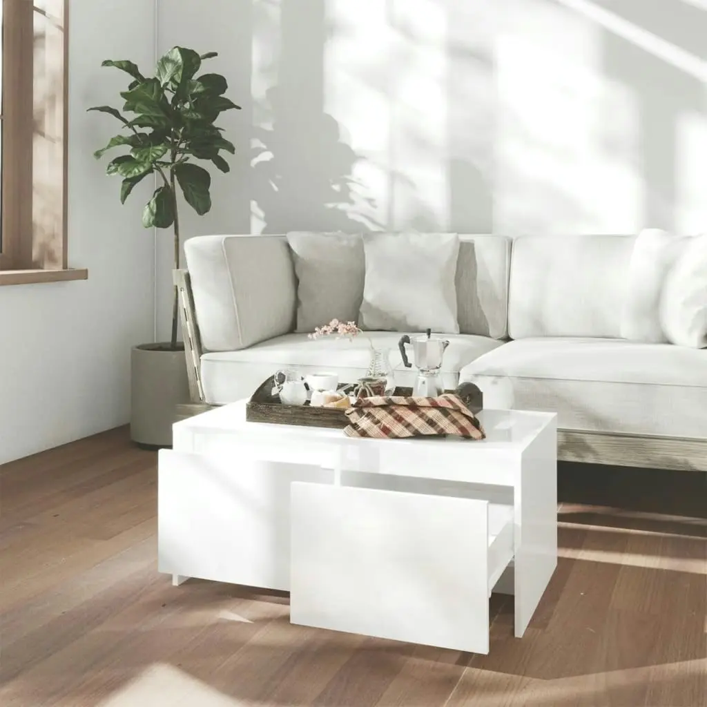 Coffee Table High Gloss White 90x50x41.5 cm Engineered Wood 809824