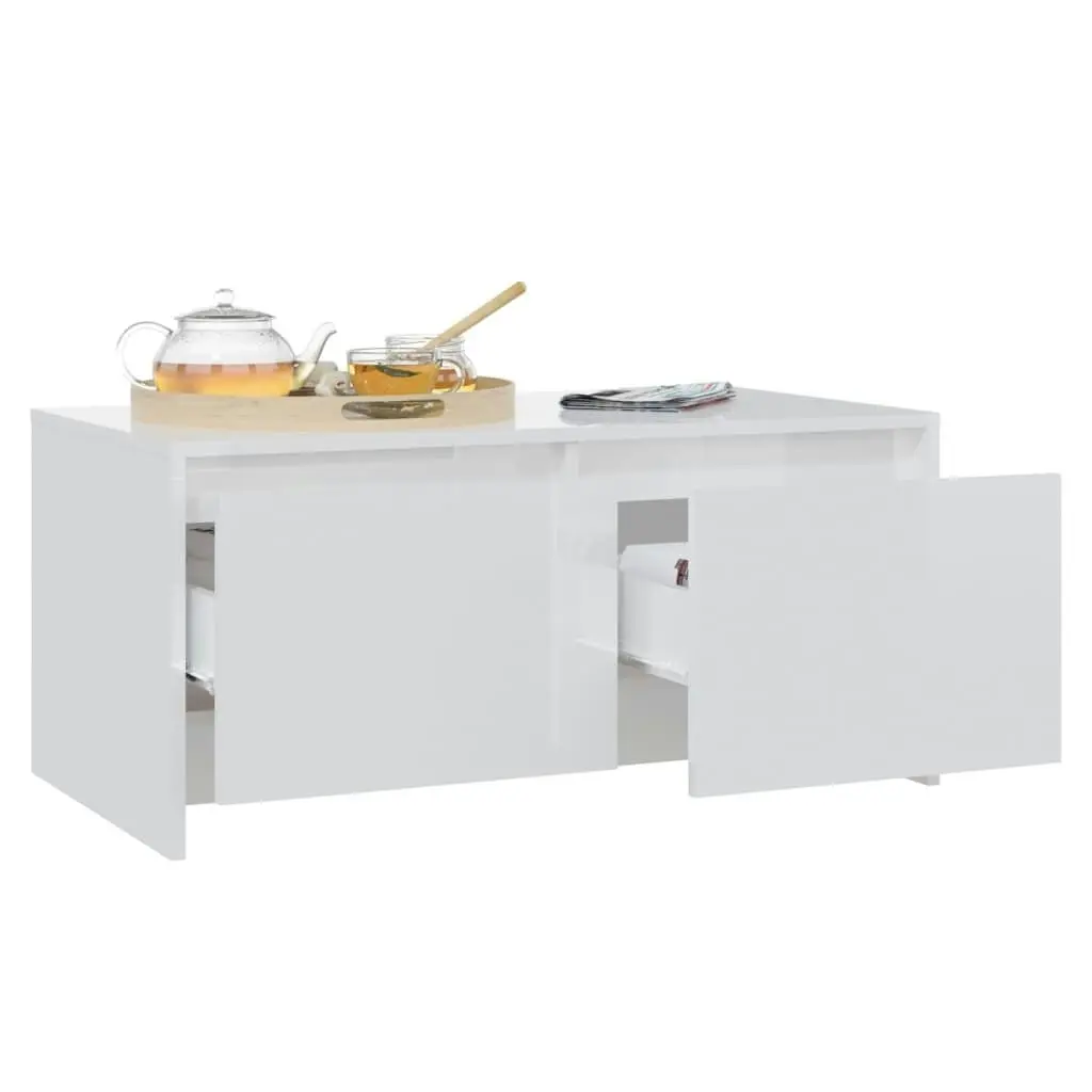 Coffee Table High Gloss White 90x50x41.5 cm Engineered Wood 809824