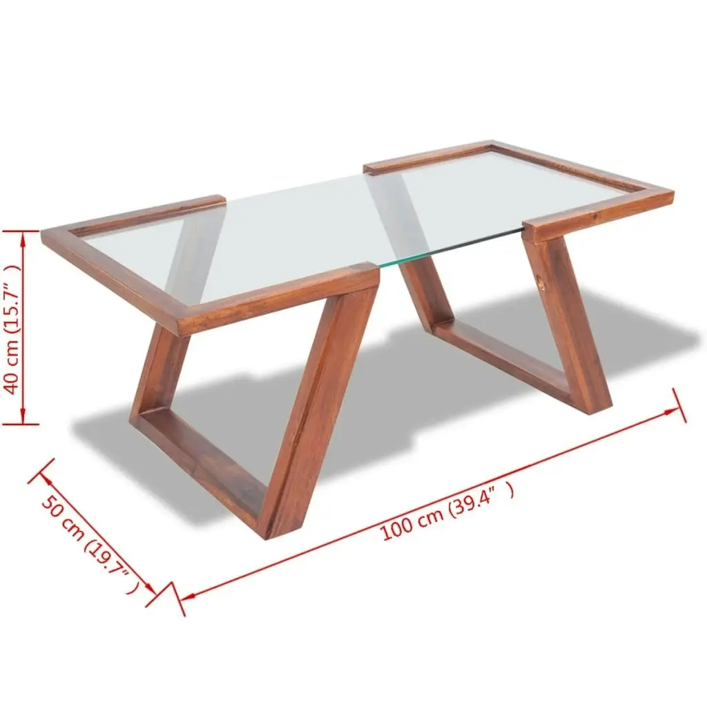 Coffee Table Solid Acacia Wood Brown 100x50x40 cm 243269