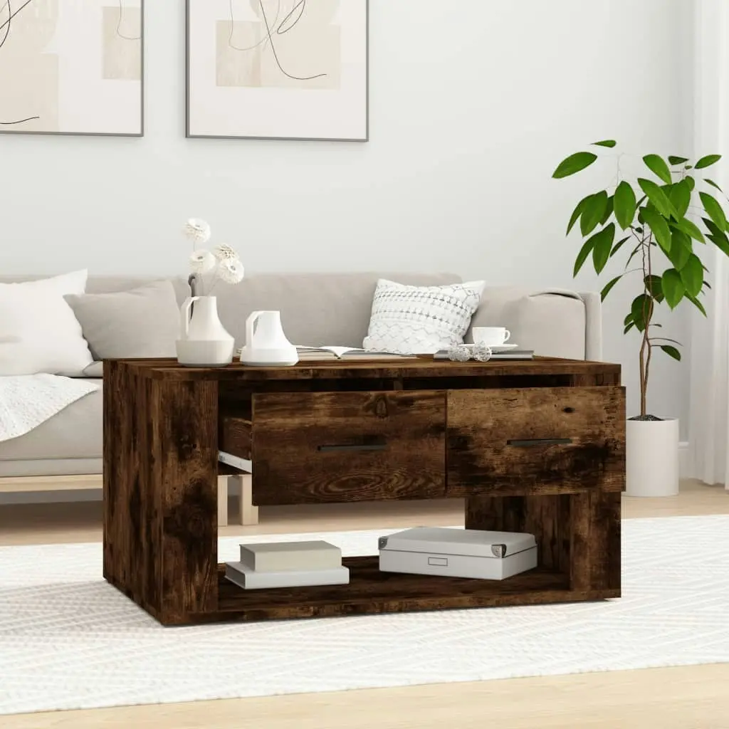 Coffee Table Smoked Oak 80x50x40 cm Engineered Wood 816533